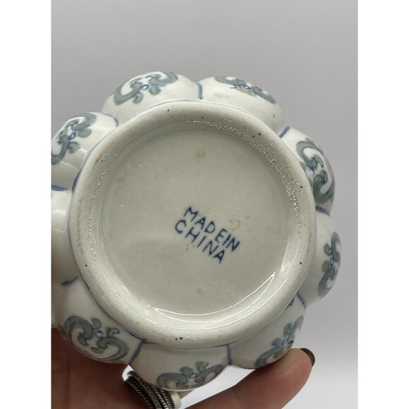 Tea Pot with Lid Blue Pink Green Hand Painted Ceramic - Picture 6 of 9